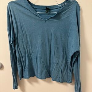 Women's Blue V-Neck Top